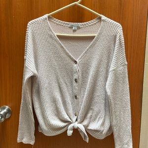American Eagle, cream cardigan with buttons and cute tie option, Size small